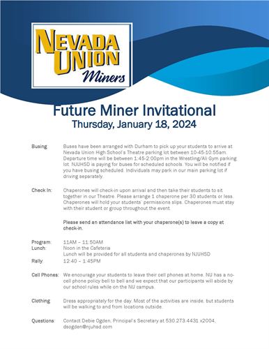 Future Miner Invitational Event Details Jan 18 2024